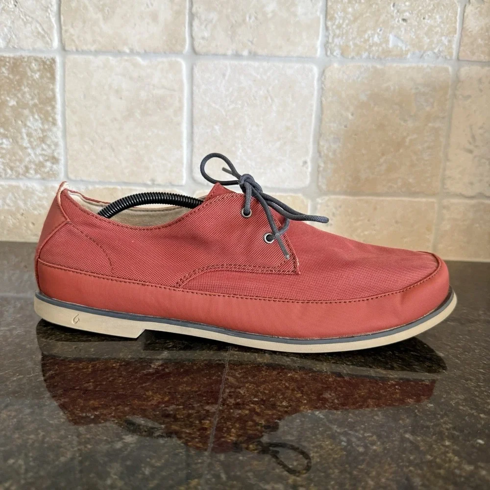 Olukai Honolulu Lace Mesh Mens Sz 13‎ Athletic Walking Boat Shoes Red